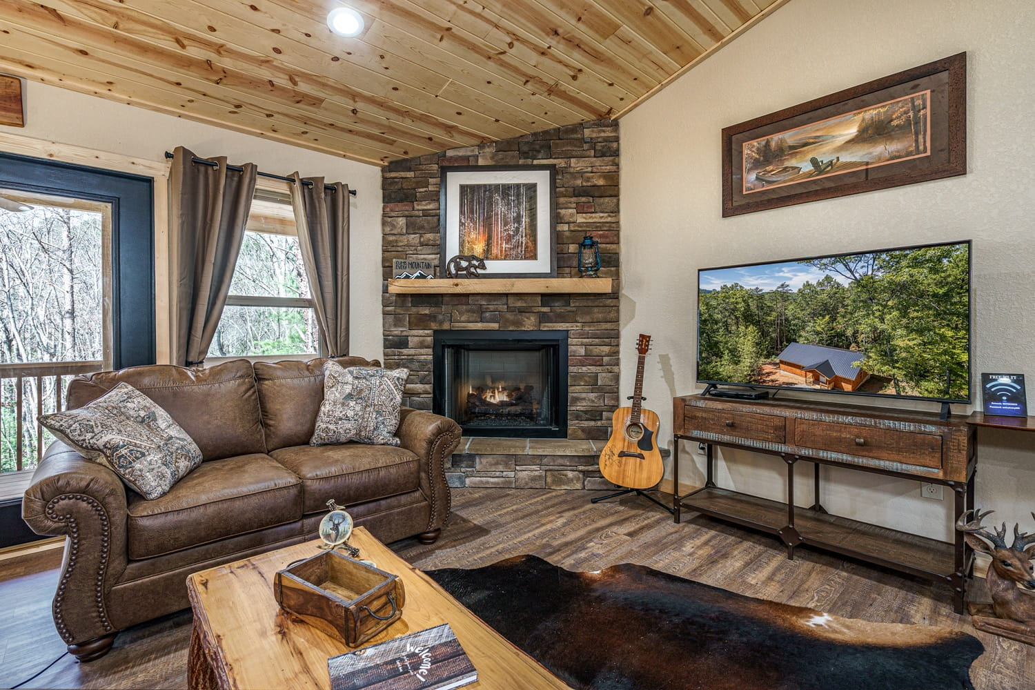 Cozy living room interior for Smoky Mountain cabin rental guests